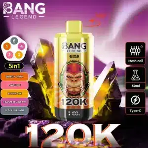 Bang Legend 6 sabores en 1, 120.000 caladas, imagen de Bang Legend.