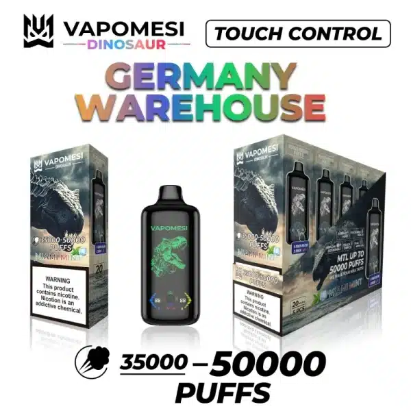Entrepôt européenVapomesi Dinosaur 50000 Puffs : Le Test Complet de la Vape Jetable Ultime (2025)imgi vapomesi dinosaur puffs smart screen