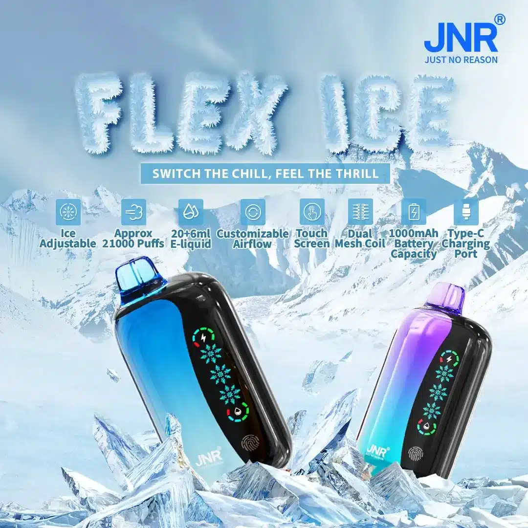 Puff 20kJNR Flex Ice 21K — Guide : Écran tactile, Contrôle du froid, Airflow, Saveursjnr flex ice ajustable smart vape en gros