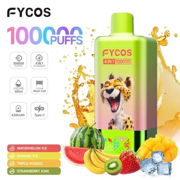 Fycos 100K 4 en 1 Sabores Vape cigarrillo electrónico fycos k puffs