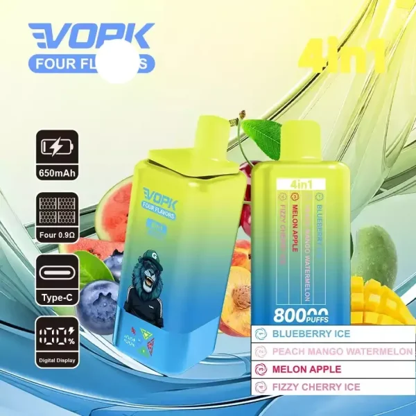 4 sabores en 1VOPK 80K 4-in-1 Vapeimgi vopk cuatro sabores k puffs recargable desechable vape nicotina pantalla LED venta al por mayor para Europa